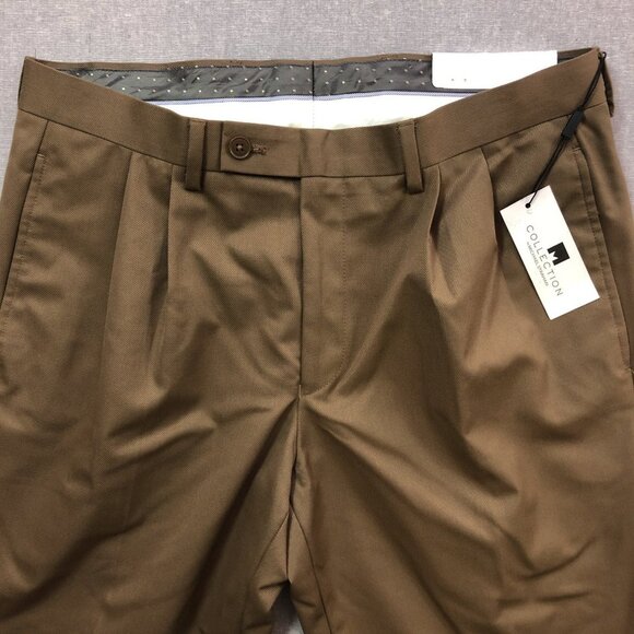 Collection Tan Textured Twill Pleated Pants 32x30 - Picture 4 of 7
